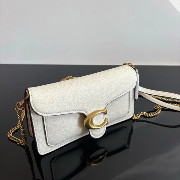 Coach White Pebbled Leather Chain Crossbody Bag - Picture 2 of 5